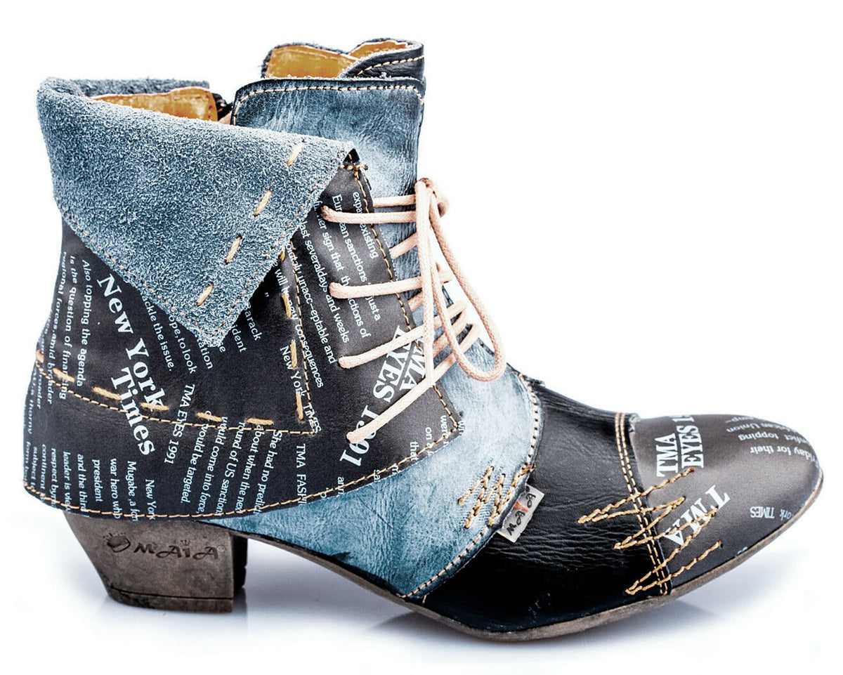Damen Stiefeletten | TMA 6106 | Frühjahr | Sommer | Herbst | Echtleder | schwarz | Größen 36 - 42