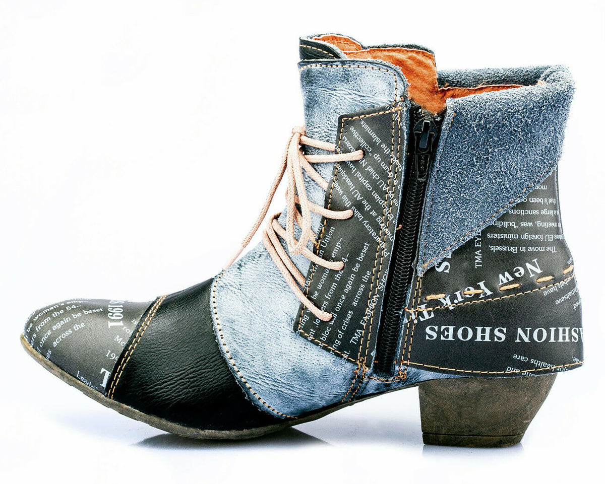 Damen Stiefeletten | TMA 6106 | Frühjahr | Sommer | Herbst | Echtleder | schwarz | Größen 36 - 42