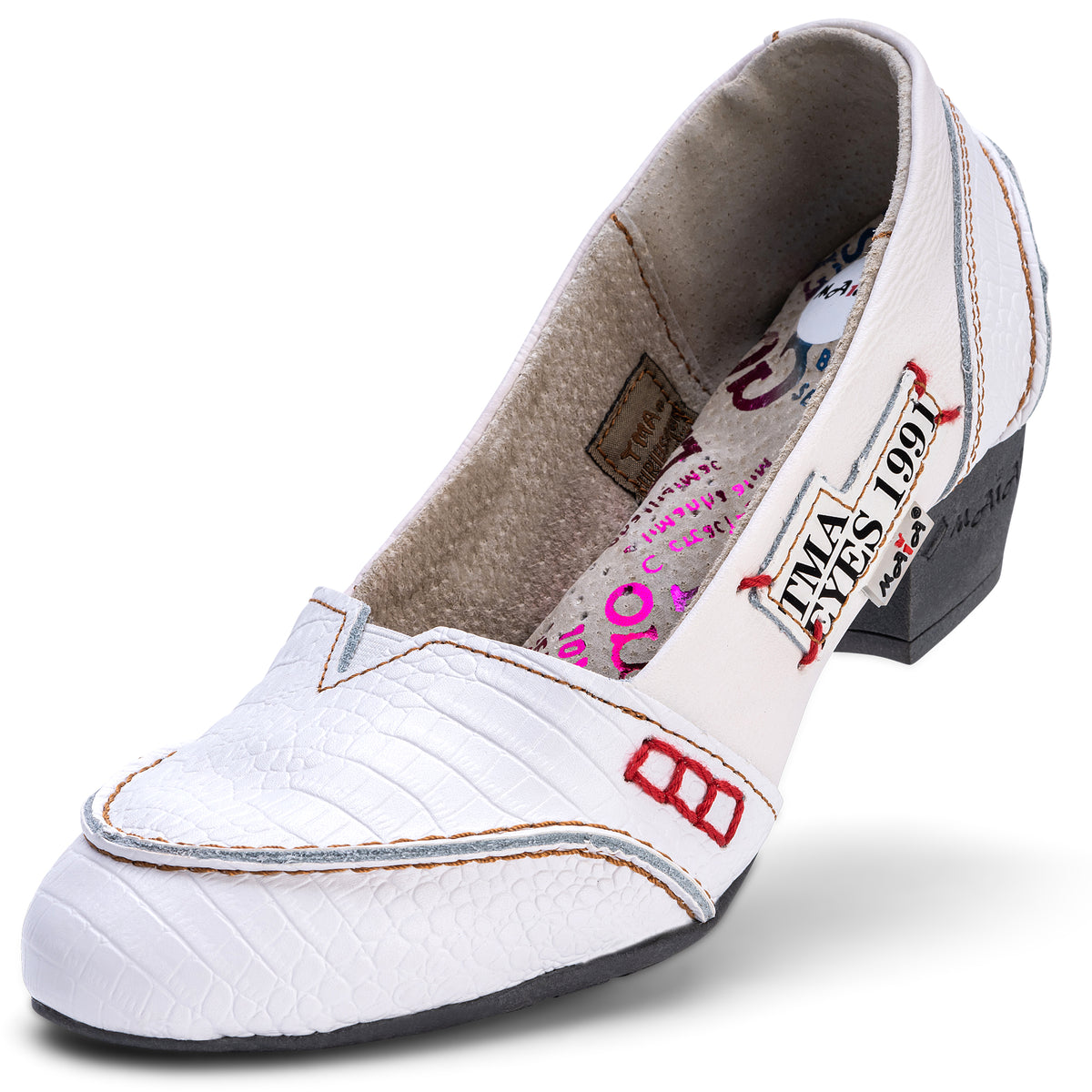Pumps | TMA 6120 | Damen Halbschuhe mit Absatz | Echtleder | weiß | Größen 36 - 42