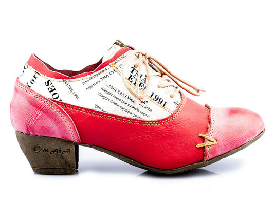 Damenschuhe | TMA 6161 | modischer Damen Halbschuh | Schnürer | Pumps | Echtleder | rot | Größen 36 - 42