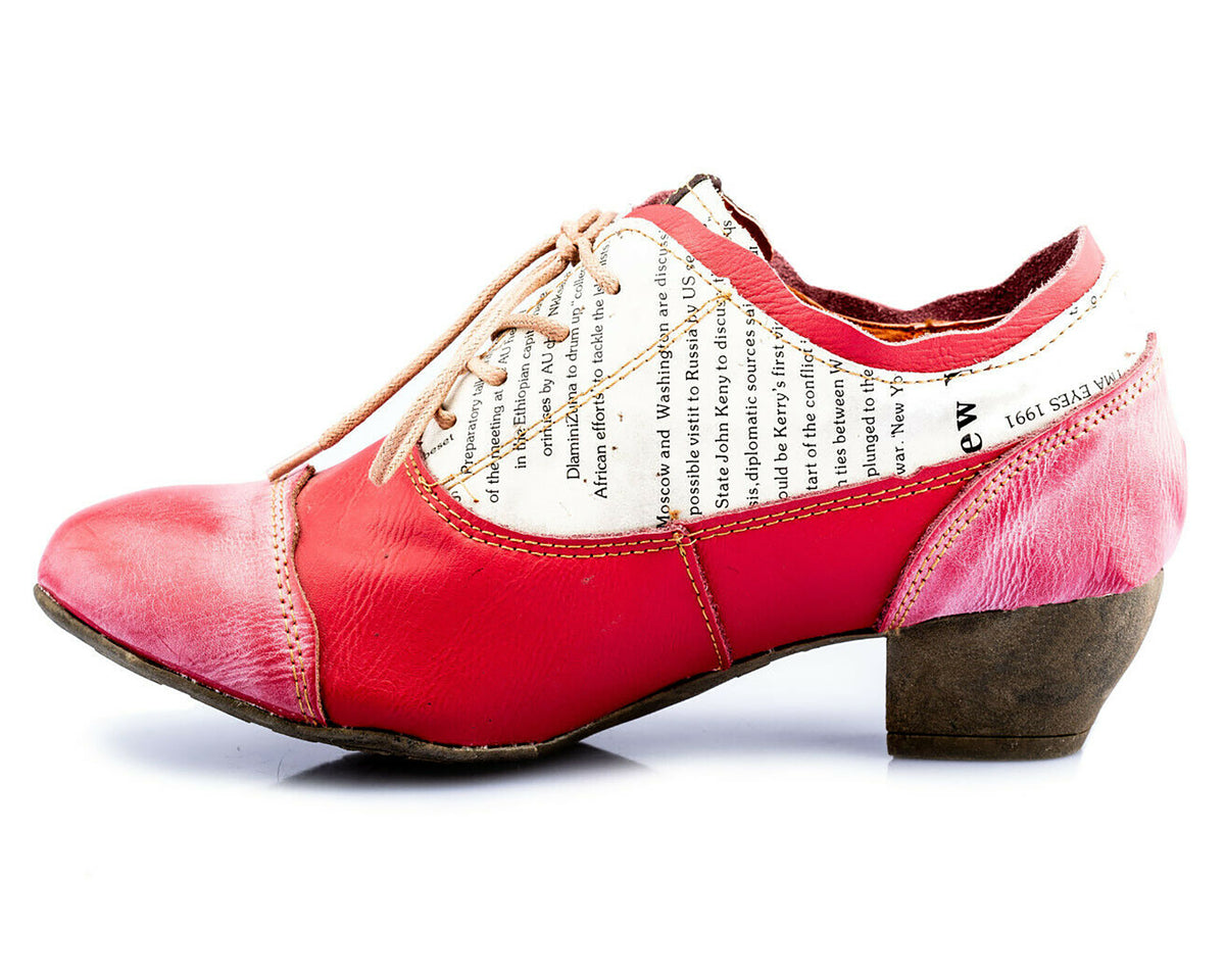 Damenschuhe | TMA 6161 | modischer Damen Halbschuh | Schnürer | Pumps | Echtleder | rot | Größen 36 - 42
