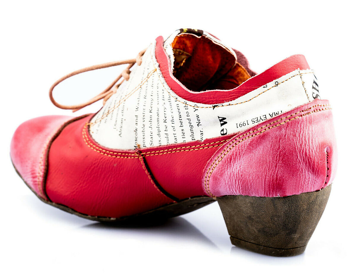Damenschuhe | TMA 6161 | modischer Damen Halbschuh | Schnürer | Pumps | Echtleder | rot | Größen 36 - 42