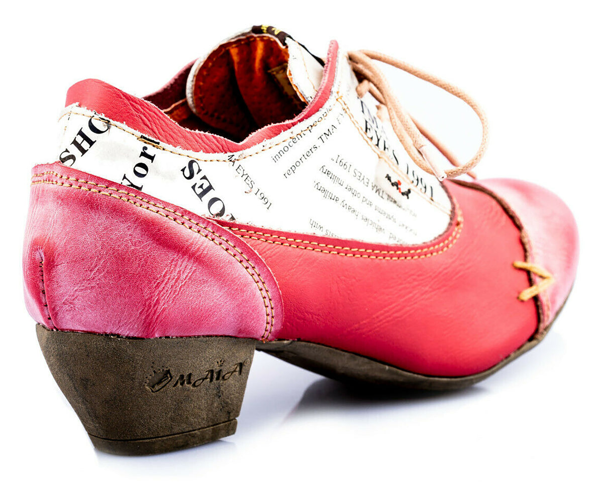 Damenschuhe | TMA 6161 | modischer Damen Halbschuh | Schnürer | Pumps | Echtleder | rot | Größen 36 - 42