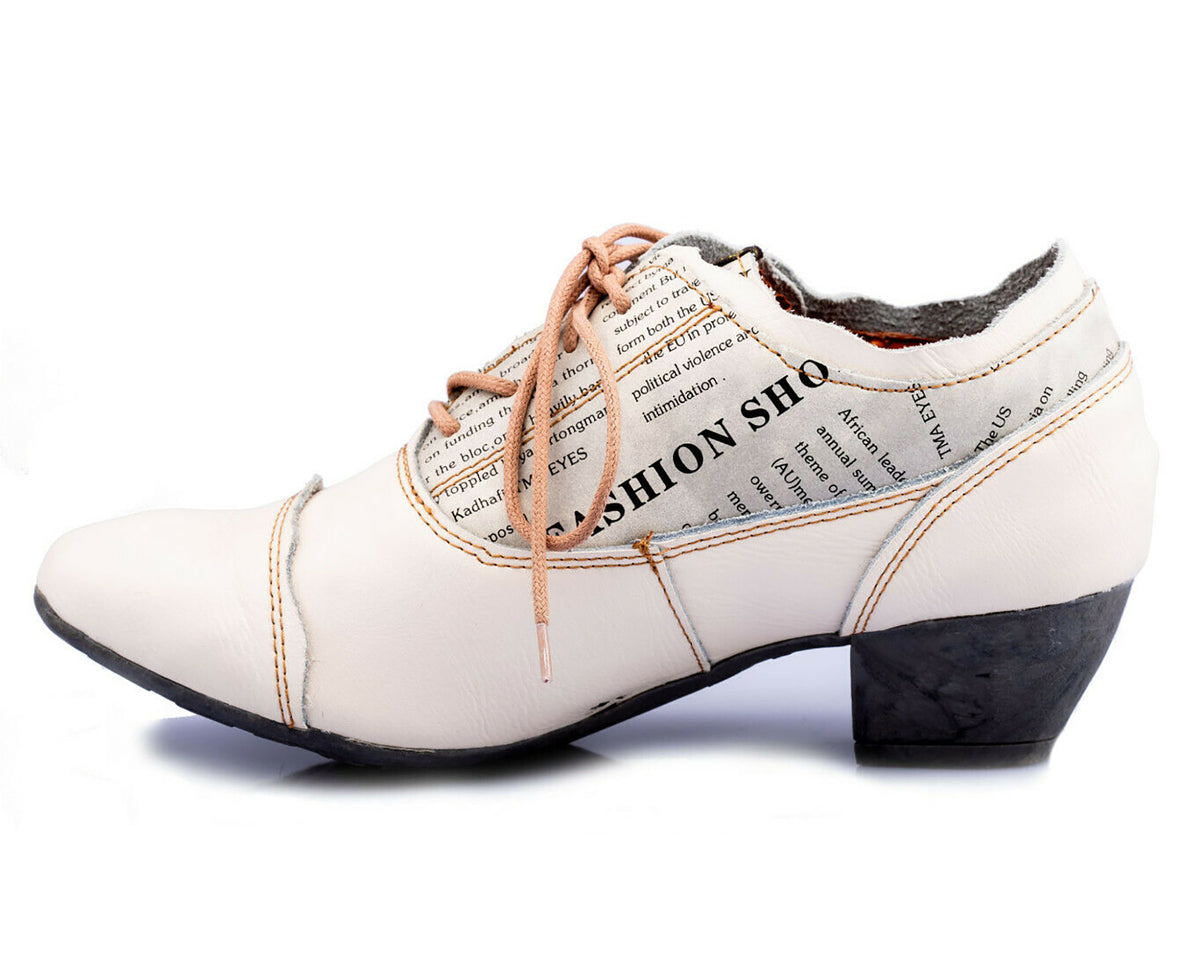 Damenschuhe | TMA 6161 | modischer Damen Halbschuh | Schnürer | Pumps | Echtleder | weiß | Größen 36 - 42