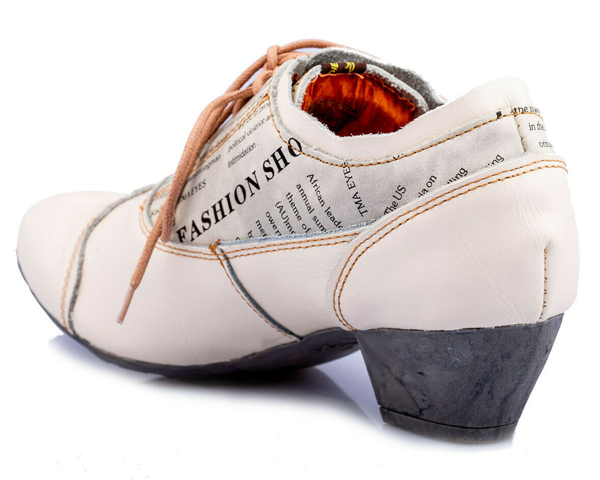 Damenschuhe | TMA 6161 | modischer Damen Halbschuh | Schnürer | Pumps | Echtleder | weiß | Größen 36 - 42