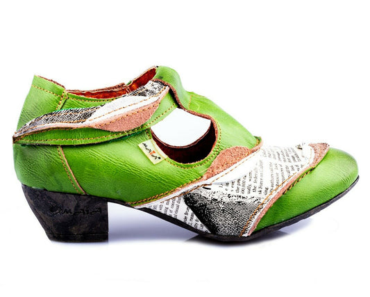 Damenschuhe | TMA 6716 | modischer Damen Halbschuh | Pumps | Echtleder | grün | Größen 36 - 42