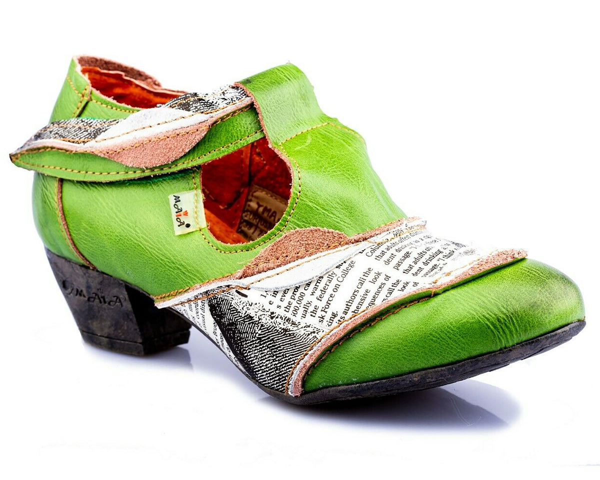 Damenschuhe | TMA 6716 | modischer Damen Halbschuh | Pumps | Echtleder | grün | Größen 36 - 42