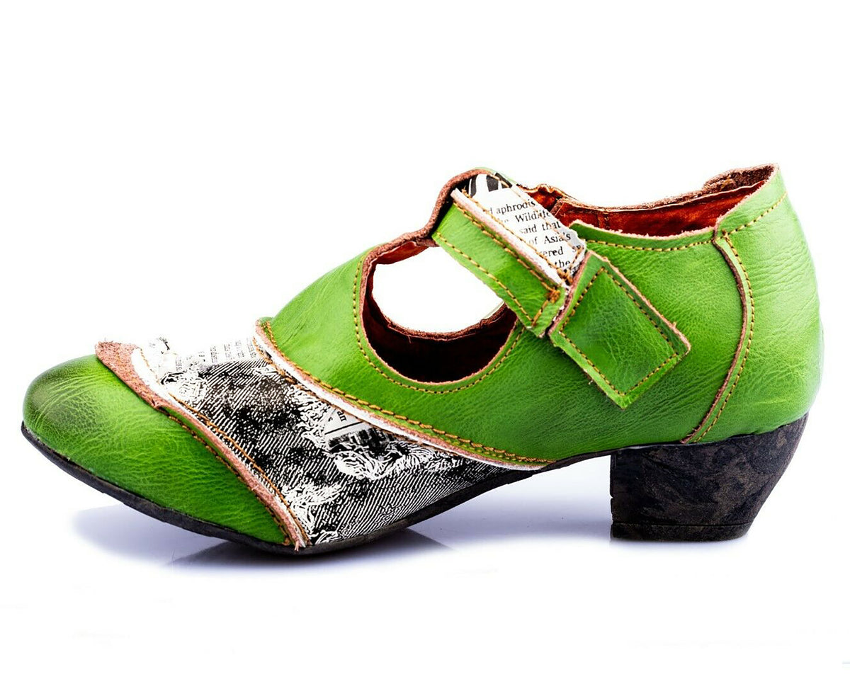 Damenschuhe | TMA 6716 | modischer Damen Halbschuh | Pumps | Echtleder | grün | Größen 36 - 42
