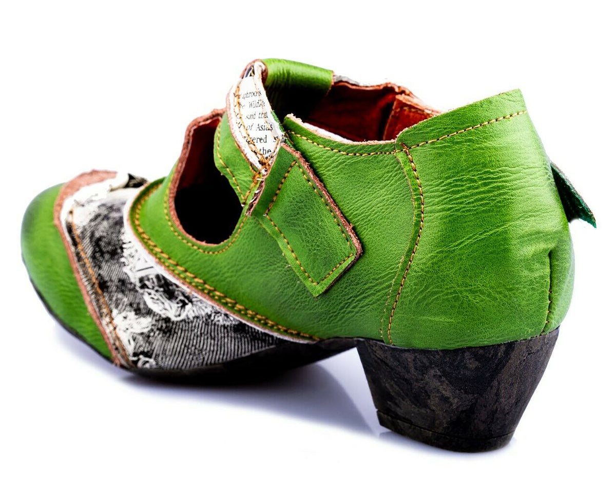 Damenschuhe | TMA 6716 | modischer Damen Halbschuh | Pumps | Echtleder | grün | Größen 36 - 42