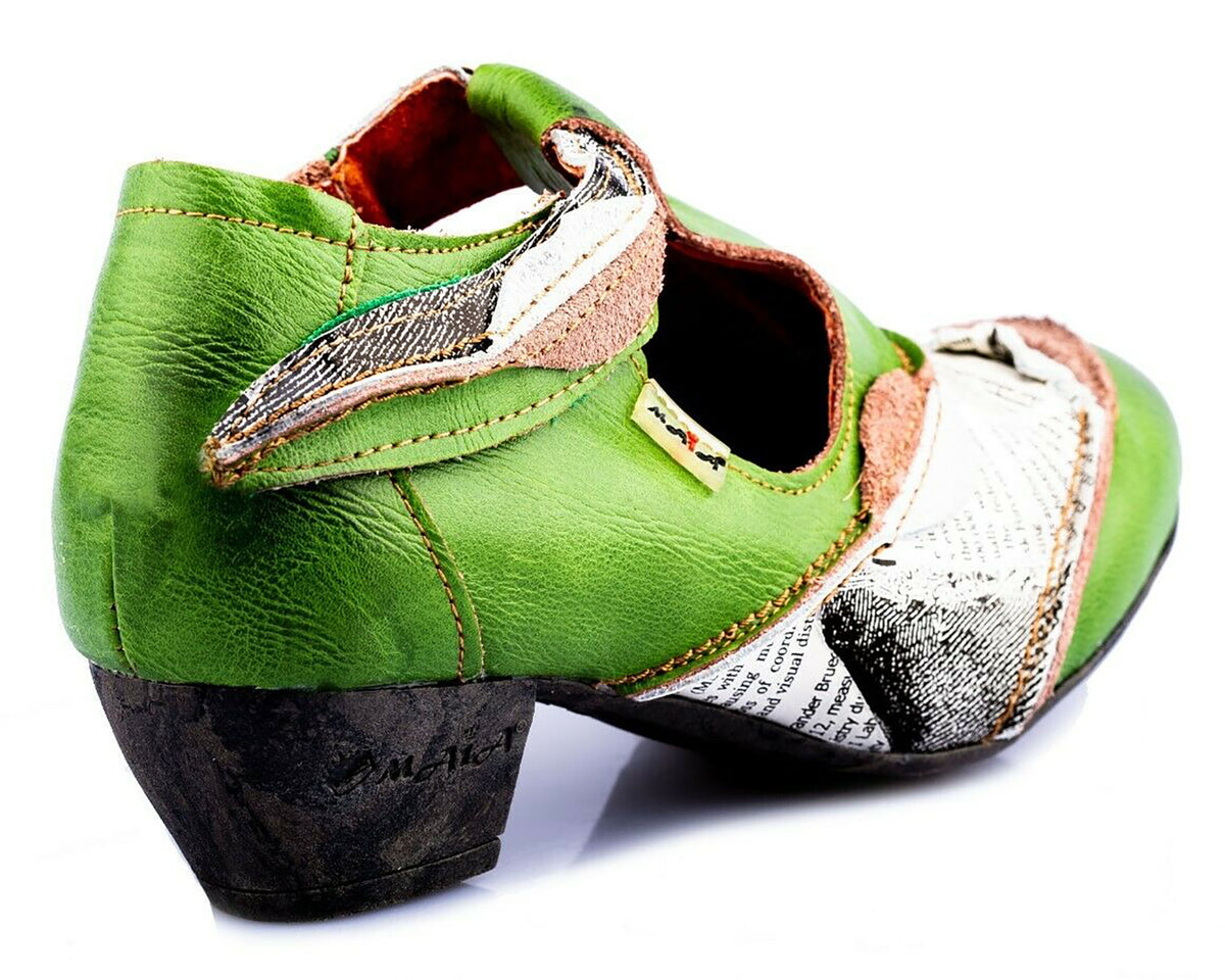 Damenschuhe | TMA 6716 | modischer Damen Halbschuh | Pumps | Echtleder | grün | Größen 36 - 42