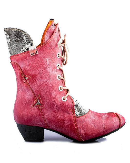 Damenstiefel | TMA 7011 | modische Stiefel für Damen | ungefüttert | Echtleder | rot | Größen 36 - 42