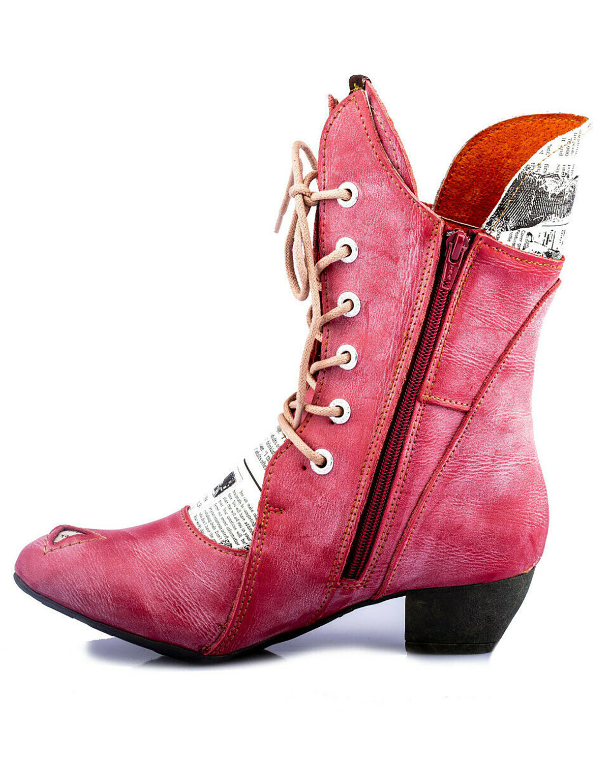 Damenstiefel | TMA 7011 | modische Stiefel für Damen | ungefüttert | Echtleder | rot | Größen 36 - 42