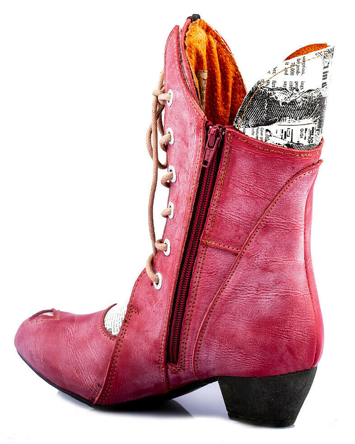 Damenstiefel | TMA 7011 | modische Stiefel für Damen | ungefüttert | Echtleder | rot | Größen 36 - 42