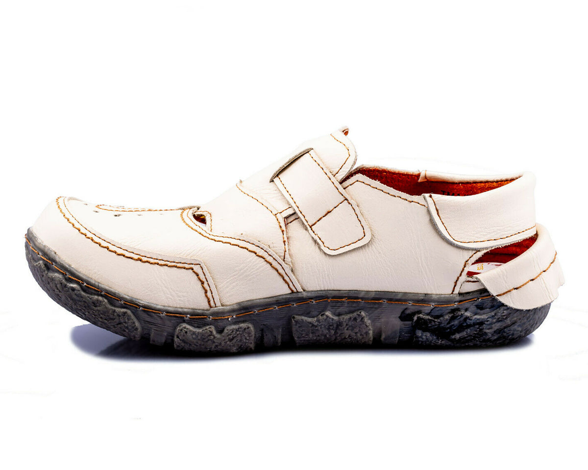 Damen Sandalen | TMA 7088 | komfortable Sandaletten | Halbschuhe | Echtleder | weiß | Größen 36 - 42