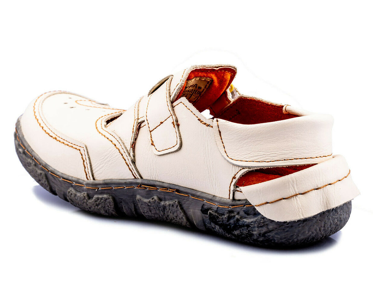 Damen Sandalen | TMA 7088 | komfortable Sandaletten | Halbschuhe | Echtleder | weiß | Größen 36 - 42