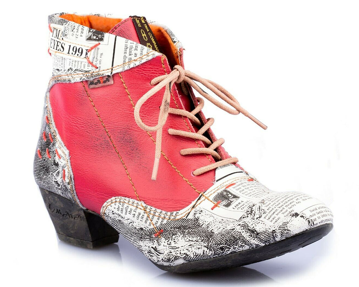 Damen Stiefeletten | TMA 7616 | Frühjahr | Sommer | Herbst | Echtleder | rot | Größen 36 - 42