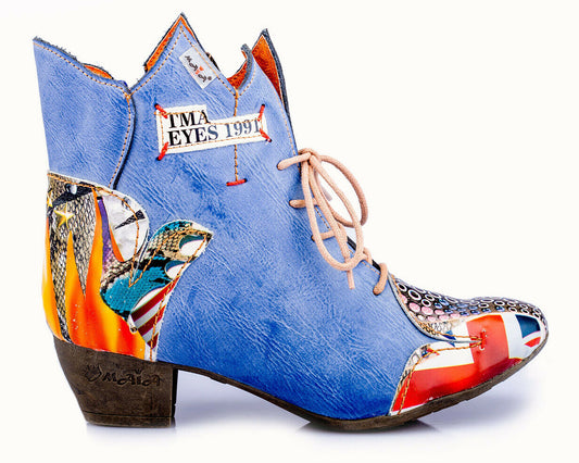 Damen Stiefeletten | TMA 7707 | Frühjahr | Sommer | Herbst | Echtleder | blau | Größen 36 - 42