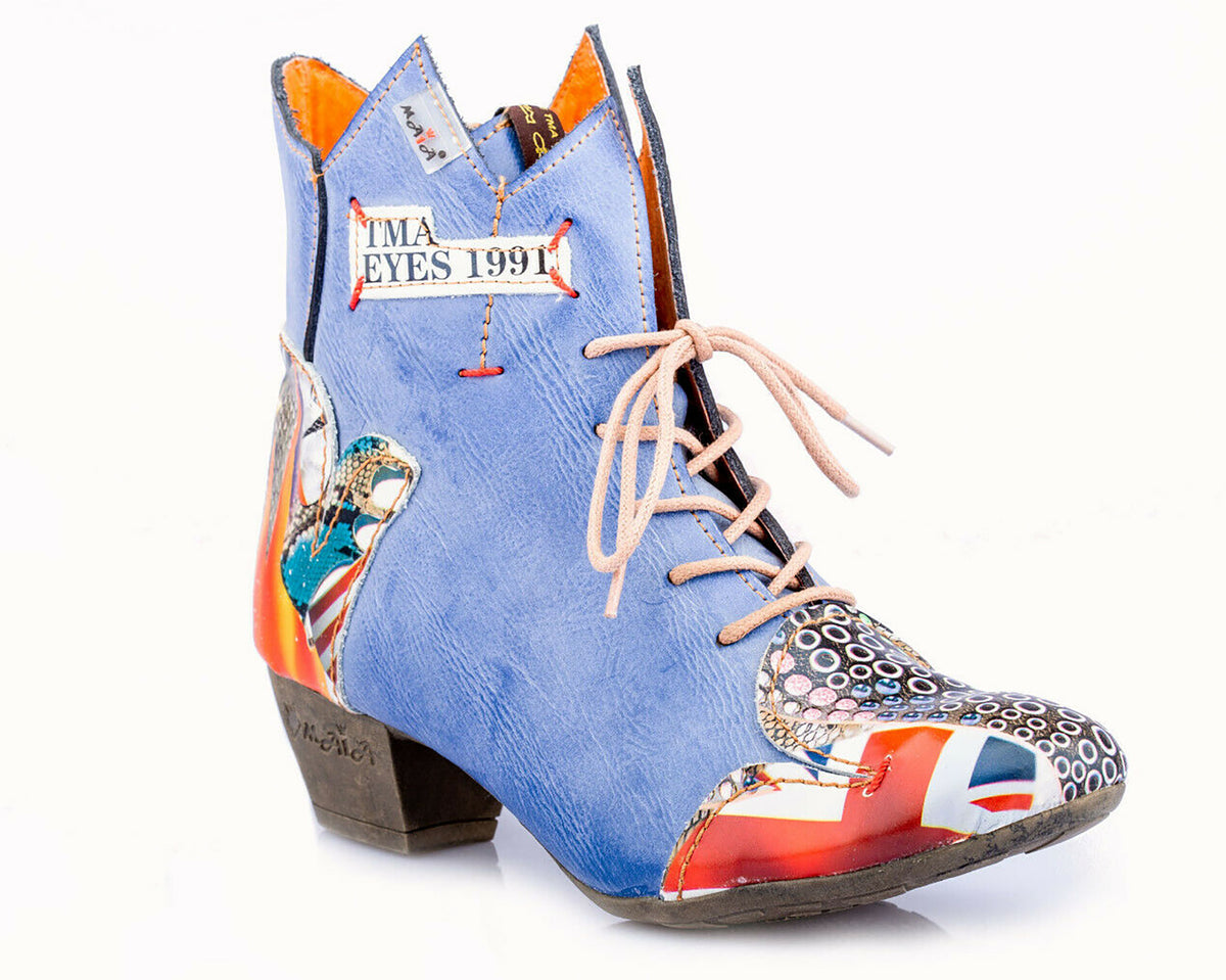 Damen Stiefeletten | TMA 7707 | Frühjahr | Sommer | Herbst | Echtleder | blau | Größen 36 - 42