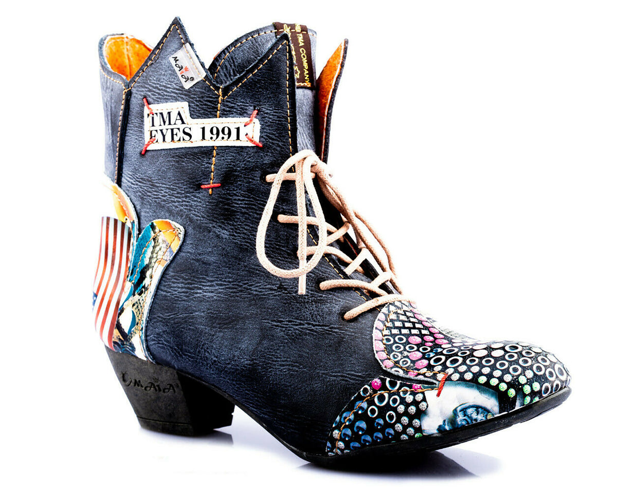 Damen Stiefeletten | TMA 7707 | Frühjahr | Sommer | Herbst | Echtleder | schwarz | Größen 36 - 42