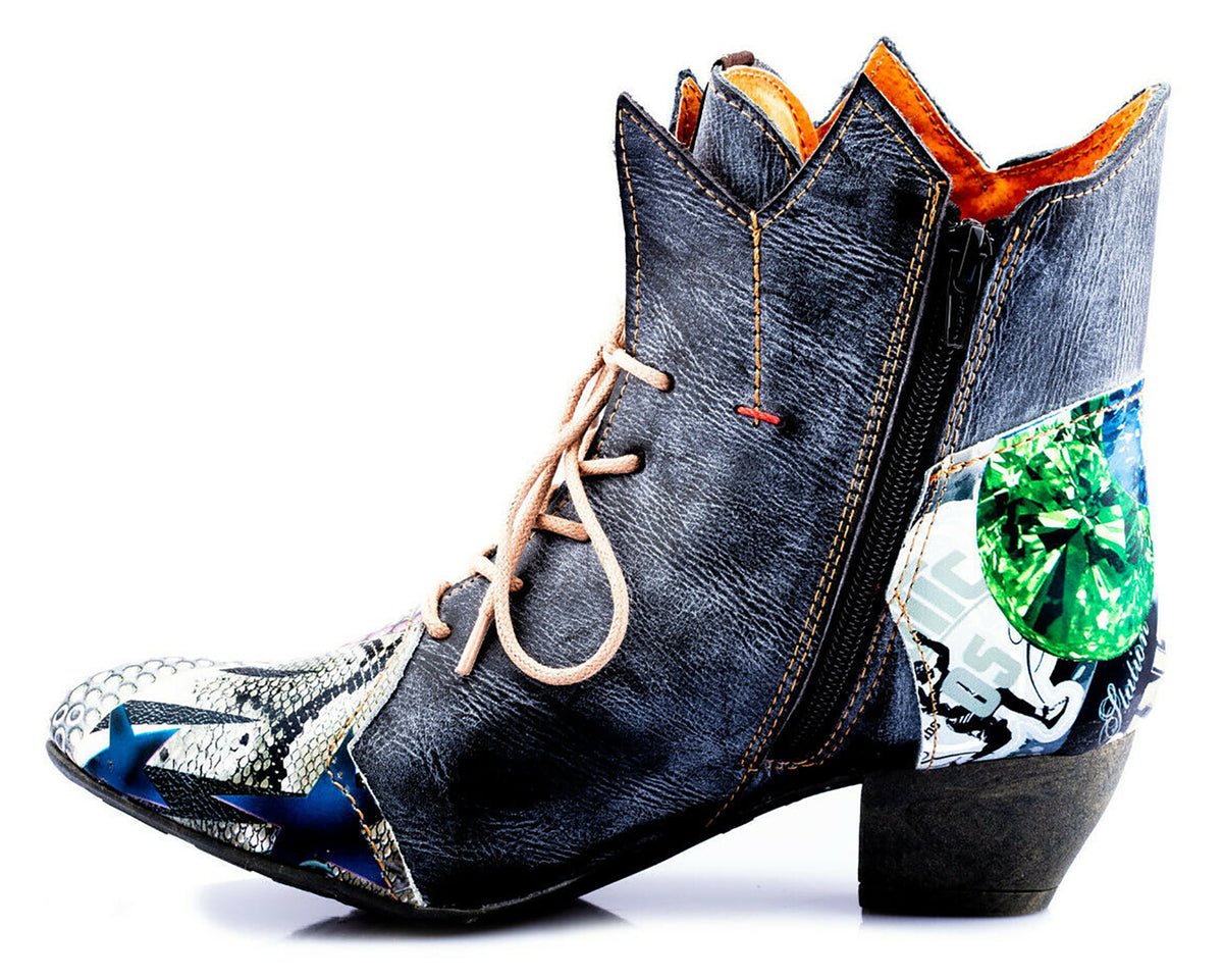 Damen Stiefeletten | TMA 7707 | Frühjahr | Sommer | Herbst | Echtleder | schwarz | Größen 36 - 42