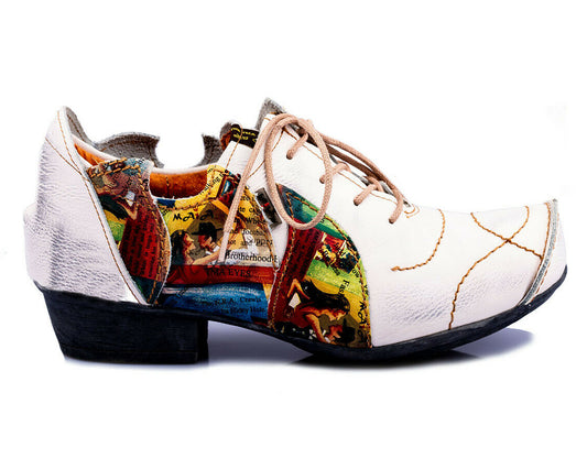 Damenschuhe | TMA 8088 | modischer Damen Halbschuh | Schnürer | Echtleder | weiß | Größen 36 - 42