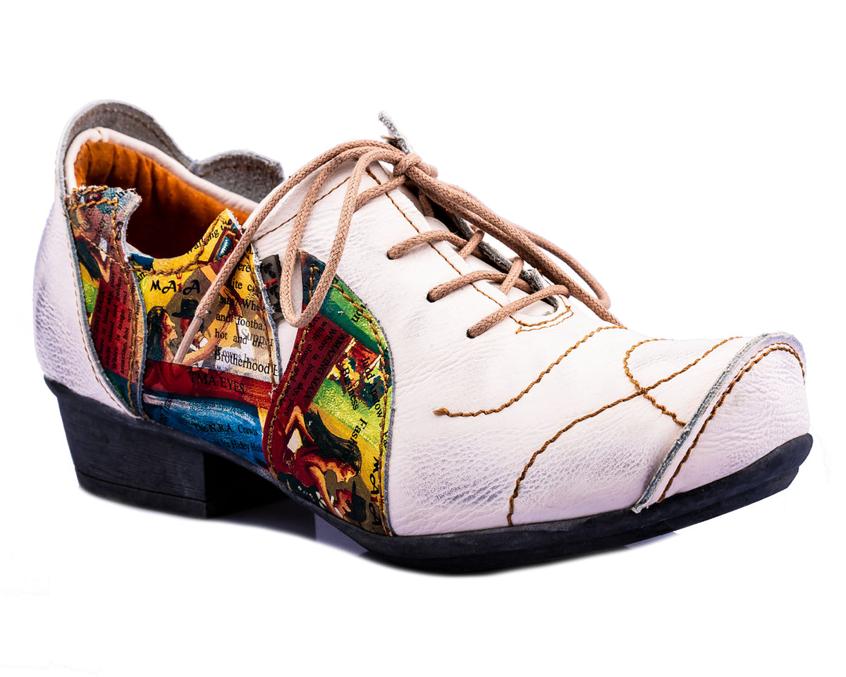 Damenschuhe | TMA 8088 | modischer Damen Halbschuh | Schnürer | Echtleder | weiß | Größen 36 - 42
