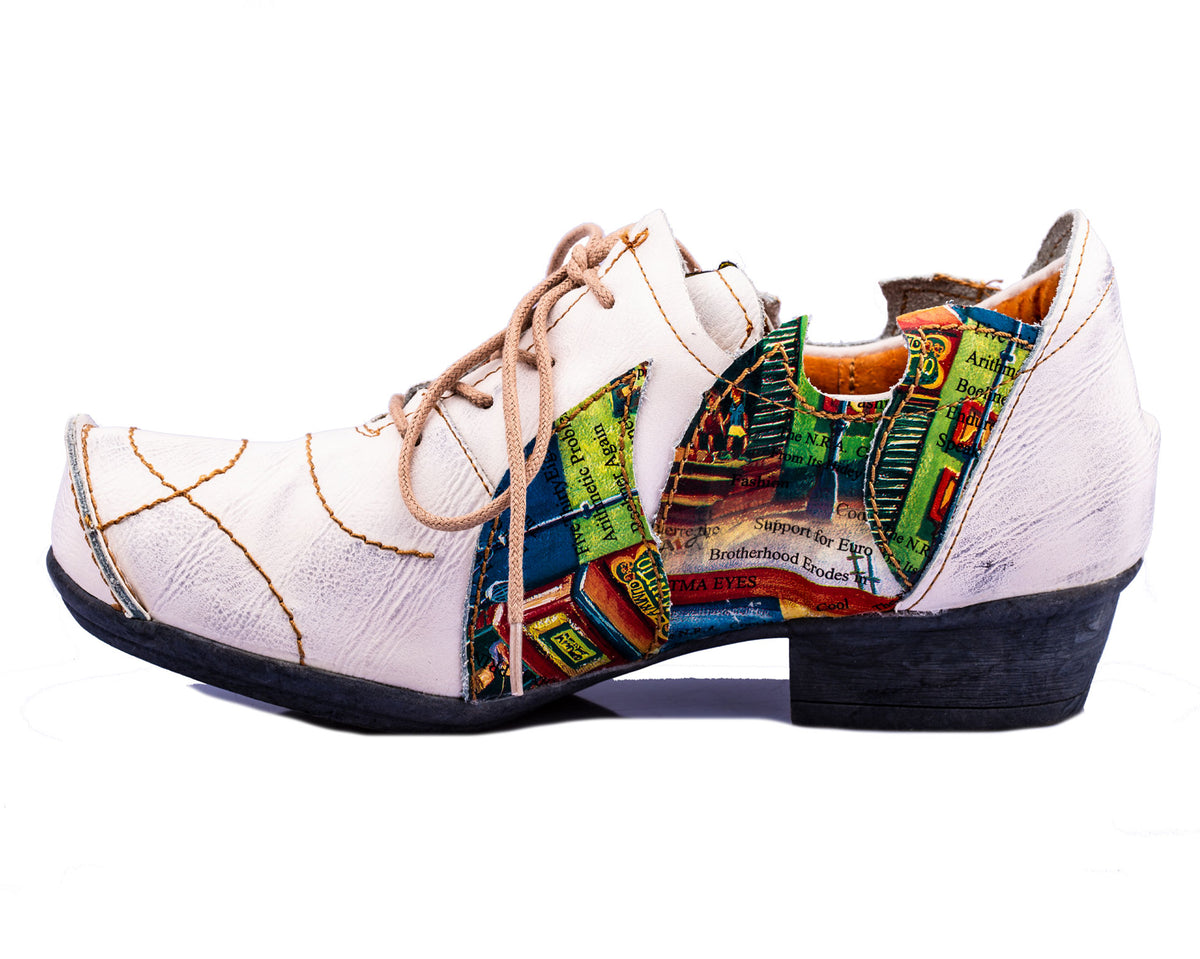 Damenschuhe | TMA 8088 | modischer Damen Halbschuh | Schnürer | Echtleder | weiß | Größen 36 - 42
