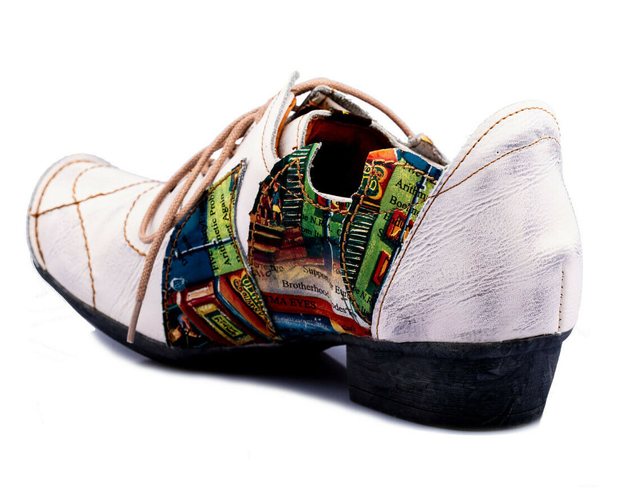 Damenschuhe | TMA 8088 | modischer Damen Halbschuh | Schnürer | Echtleder | weiß | Größen 36 - 42