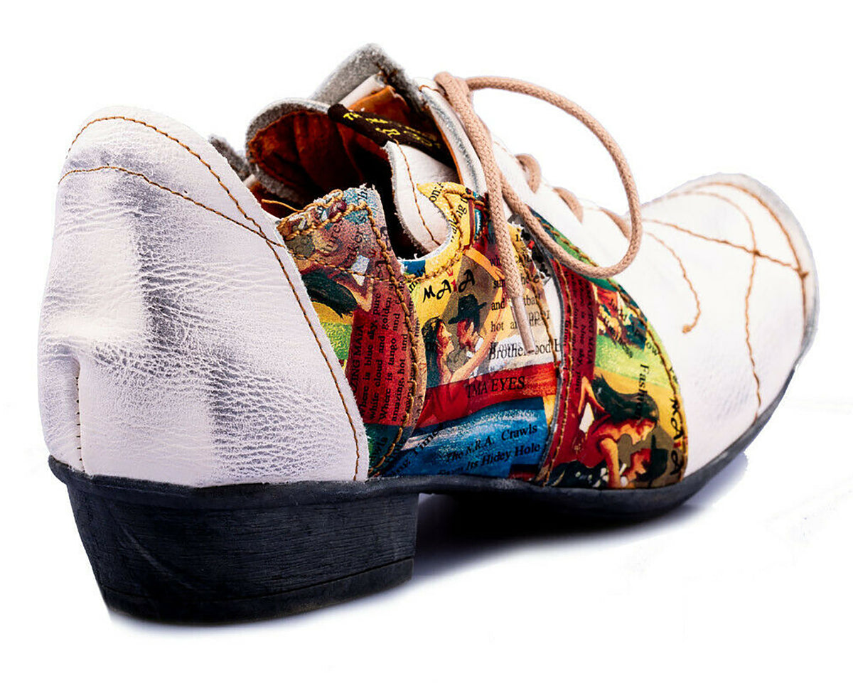 Damenschuhe | TMA 8088 | modischer Damen Halbschuh | Schnürer | Echtleder | weiß | Größen 36 - 42