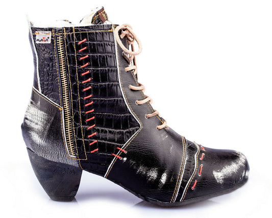 Damen Stiefeletten | TMA 8133 | Winter | gefüttert | Echtleder | schwarz | Größen 36 - 42