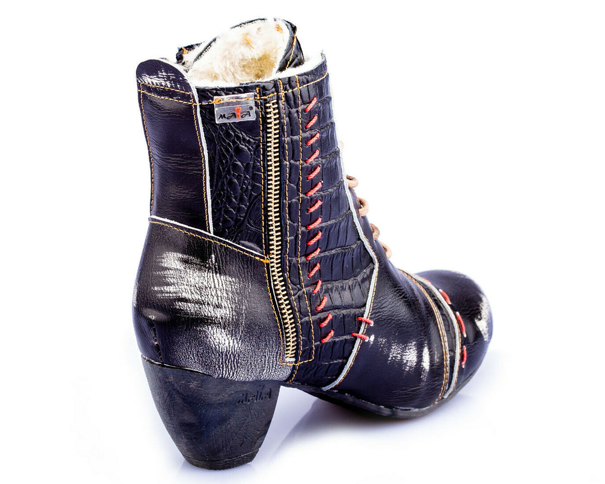 Damen Stiefeletten | TMA 8133 | Winter | gefüttert | Echtleder | schwarz | Größen 36 - 42