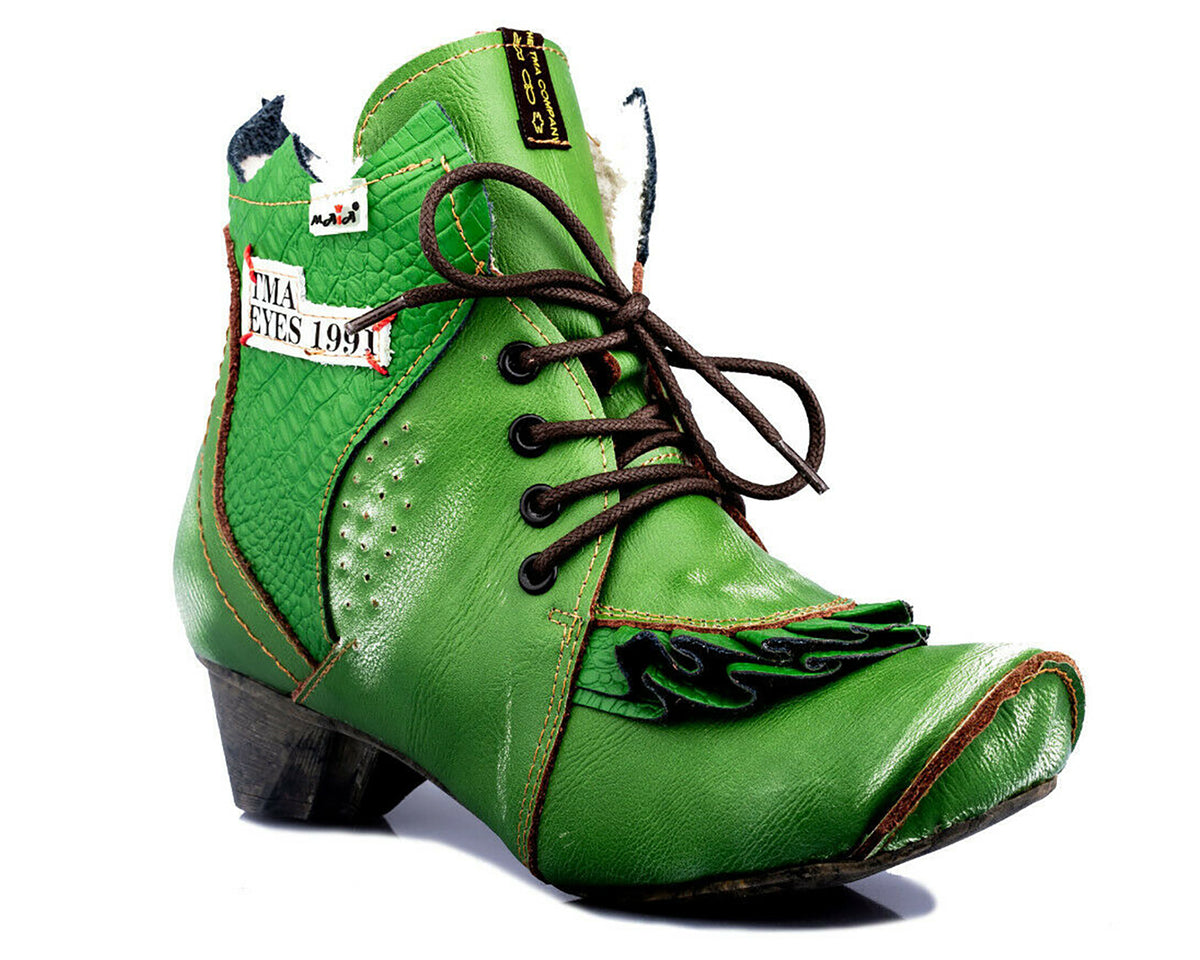 Damen Stiefeletten | TMA 8606F | Winter | gefüttert | Echtleder | grün | Größen 36 - 42