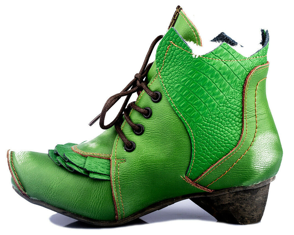 Damen Stiefeletten | TMA 8606F | Winter | gefüttert | Echtleder | grün | Größen 36 - 42