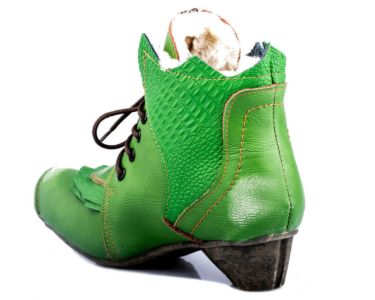 Damen Stiefeletten | TMA 8606F | Winter | gefüttert | Echtleder | grün | Größen 36 - 42