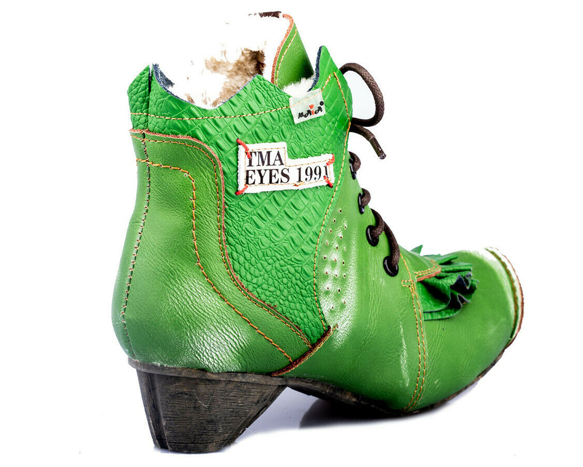 Damen Stiefeletten | TMA 8606F | Winter | gefüttert | Echtleder | grün | Größen 36 - 42