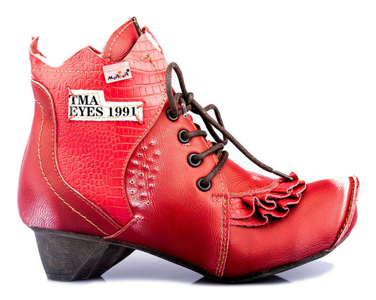 Damen Stiefeletten | TMA 8606F | Winter | gefüttert | Echtleder | rot | Größen 36 - 42