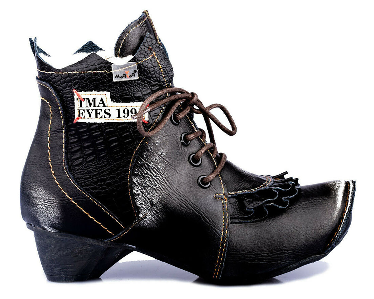 Damen Stiefeletten | TMA 8606F | Winter | gefüttert | Echtleder | schwarz | Größen 36 - 42