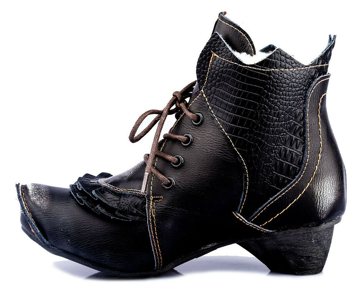 Damen Stiefeletten | TMA 8606F | Winter | gefüttert | Echtleder | schwarz | Größen 36 - 42
