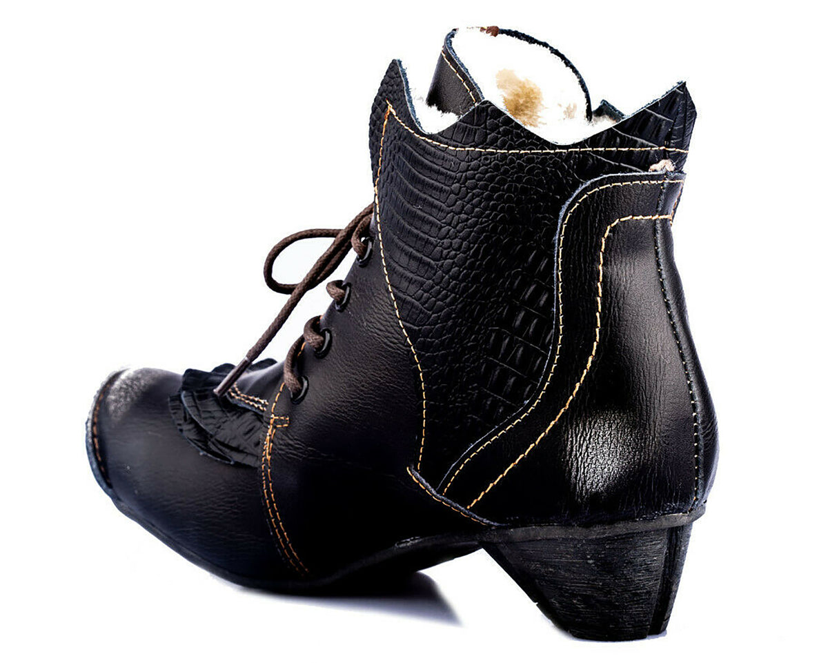 Damen Stiefeletten | TMA 8606F | Winter | gefüttert | Echtleder | schwarz | Größen 36 - 42