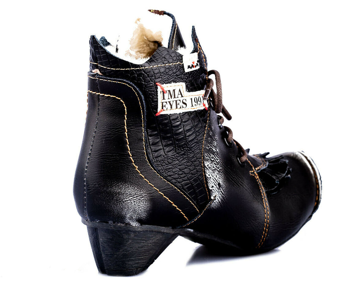 Damen Stiefeletten | TMA 8606F | Winter | gefüttert | Echtleder | schwarz | Größen 36 - 42