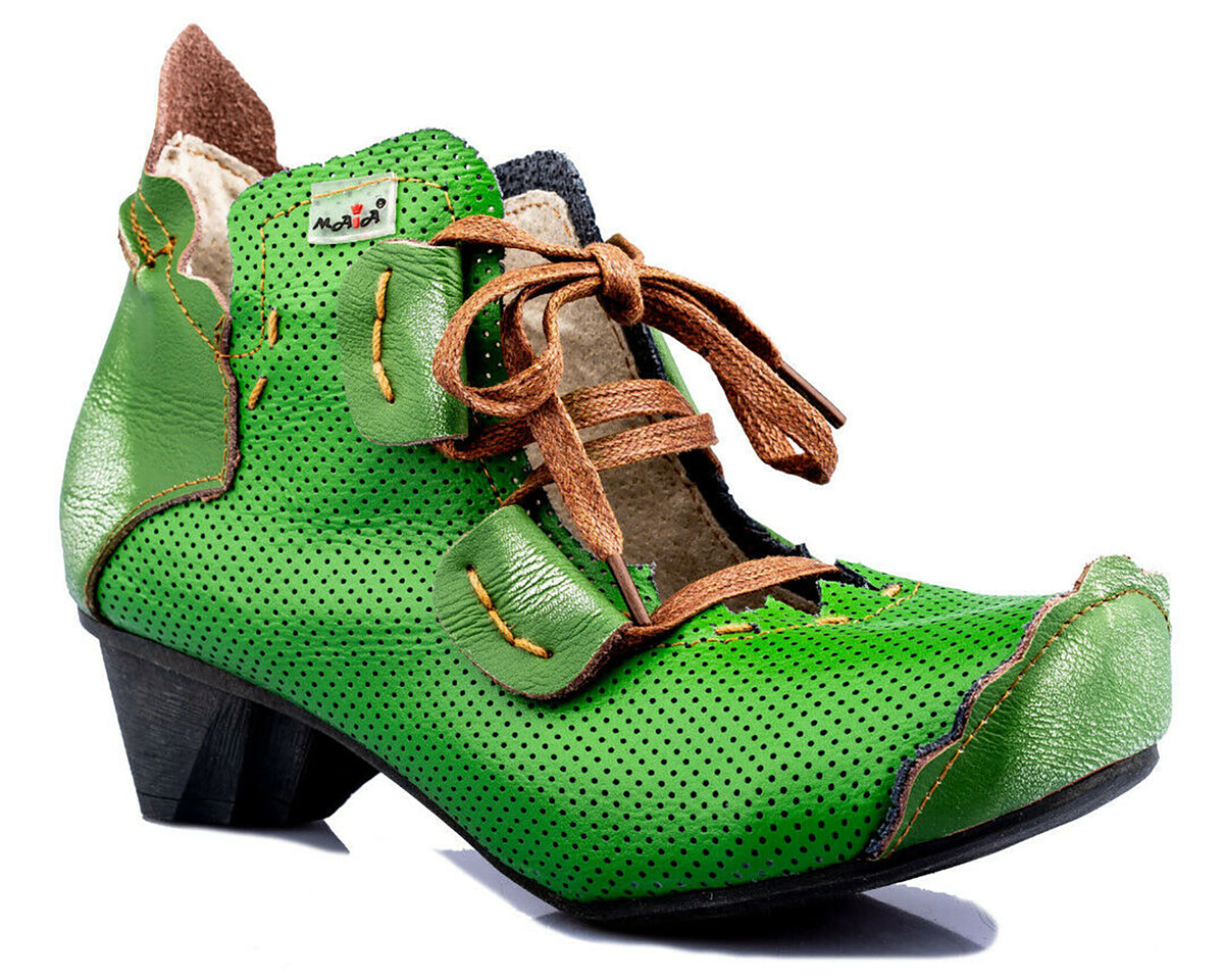Damenschuhe | TMA 8619 | modischer Damen Halbschuh | Schnürer | Echtleder | grün | Größen 36 - 42
