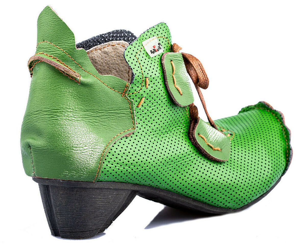 Damenschuhe | TMA 8619 | modischer Damen Halbschuh | Schnürer | Echtleder | grün | Größen 36 - 42