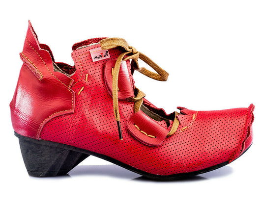 Damenschuhe | TMA 8619 | modischer Damen Halbschuh | Schnürer | Echtleder | rot | Größen 36 - 42
