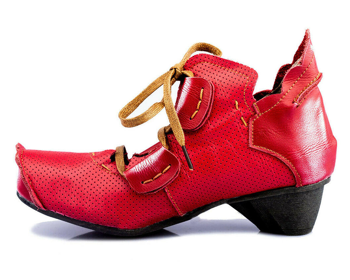Damenschuhe | TMA 8619 | modischer Damen Halbschuh | Schnürer | Echtleder | rot | Größen 36 - 42