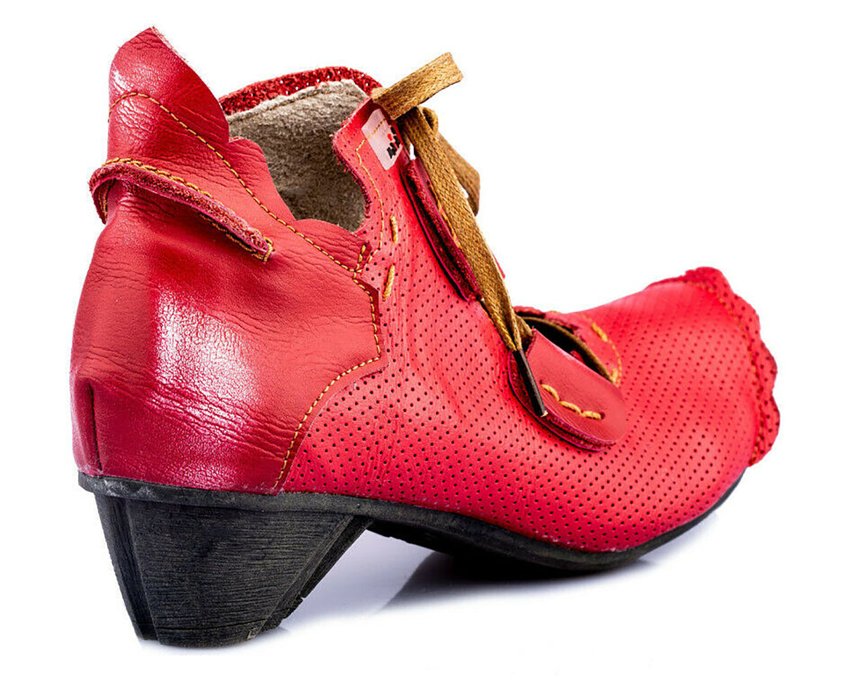 Damenschuhe | TMA 8619 | modischer Damen Halbschuh | Schnürer | Echtleder | rot | Größen 36 - 42