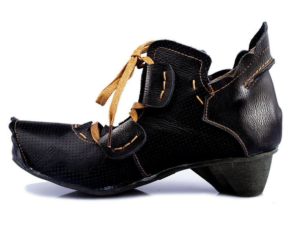 Damenschuhe | TMA 8619 | modischer Damen Halbschuh | Schnürer | Echtleder | schwarz | Größen 36 - 42