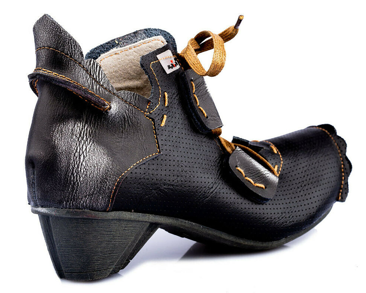 Damenschuhe | TMA 8619 | modischer Damen Halbschuh | Schnürer | Echtleder | schwarz | Größen 36 - 42