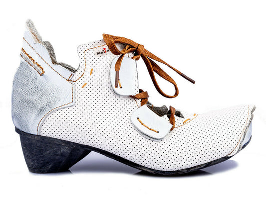 Damenschuhe | TMA 8619 | modischer Damen Halbschuh | Schnürer | Echtleder | weiß | Größen 36 - 42