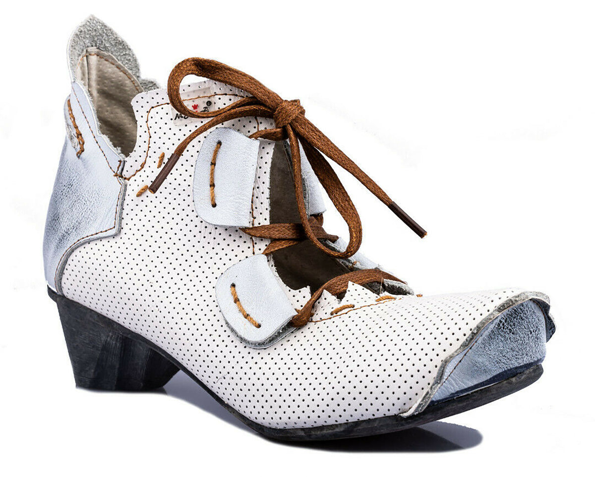 Damenschuhe | TMA 8619 | modischer Damen Halbschuh | Schnürer | Echtleder | weiß | Größen 36 - 42