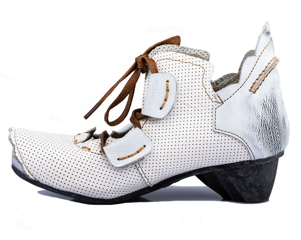 Damenschuhe | TMA 8619 | modischer Damen Halbschuh | Schnürer | Echtleder | weiß | Größen 36 - 42
